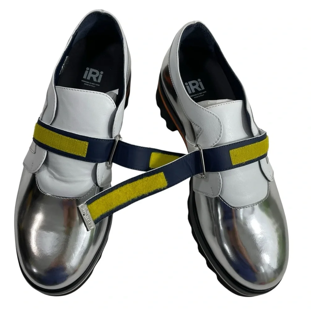 NIB iRi NYC DAAN Silver Leather Loafer Size EU‎ 41 Women's 11 Platform Shoes